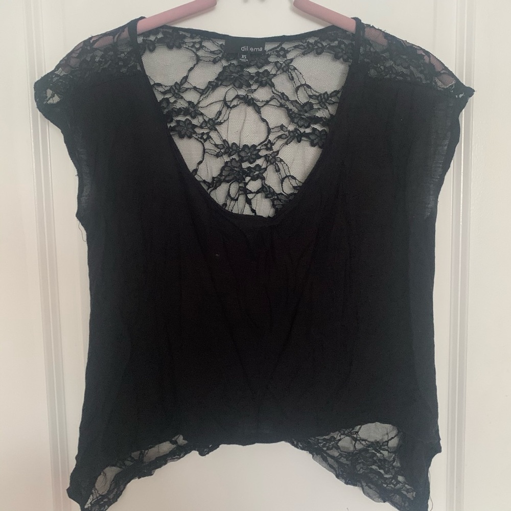 Black Sheer Lace Back Urban Outfitters Top